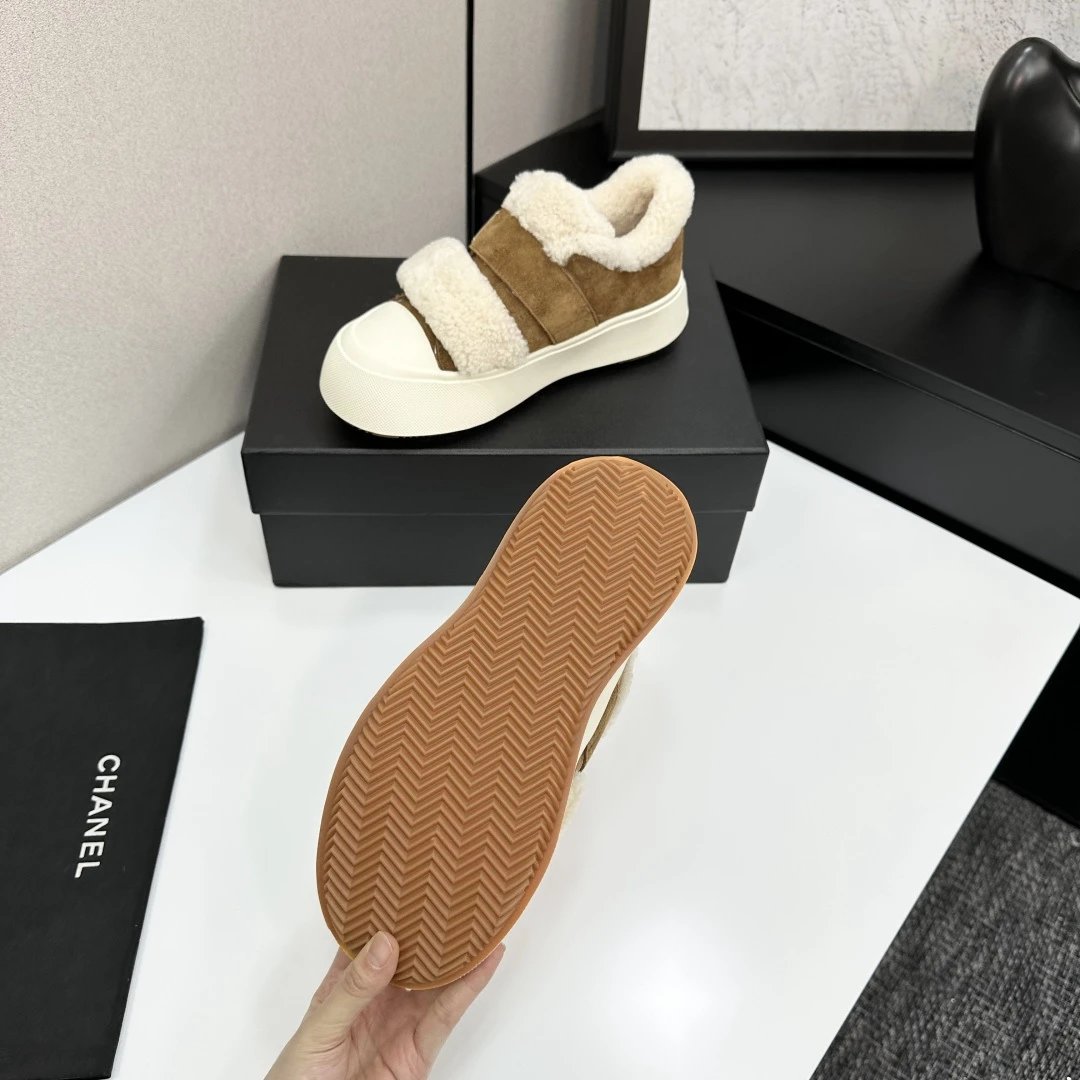 Chanel Shearling Panda Sneakers Brown - Gallery Image 2 - Detailed View