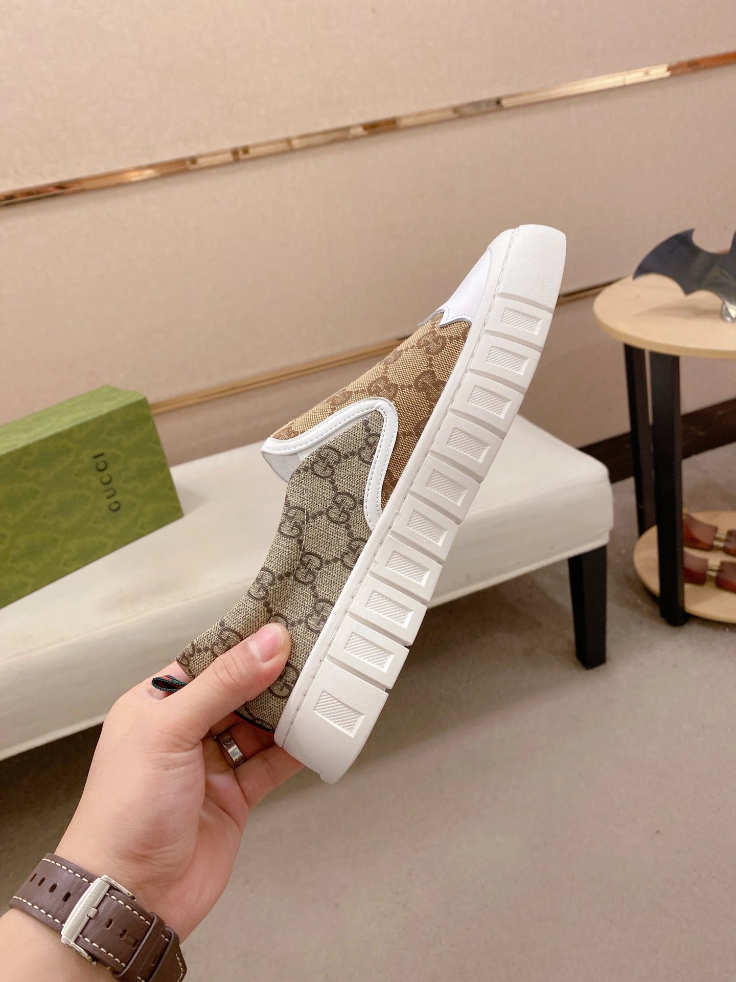 Gucci Slip-On Sneakers Brown - Gallery Image 5 - Detailed View