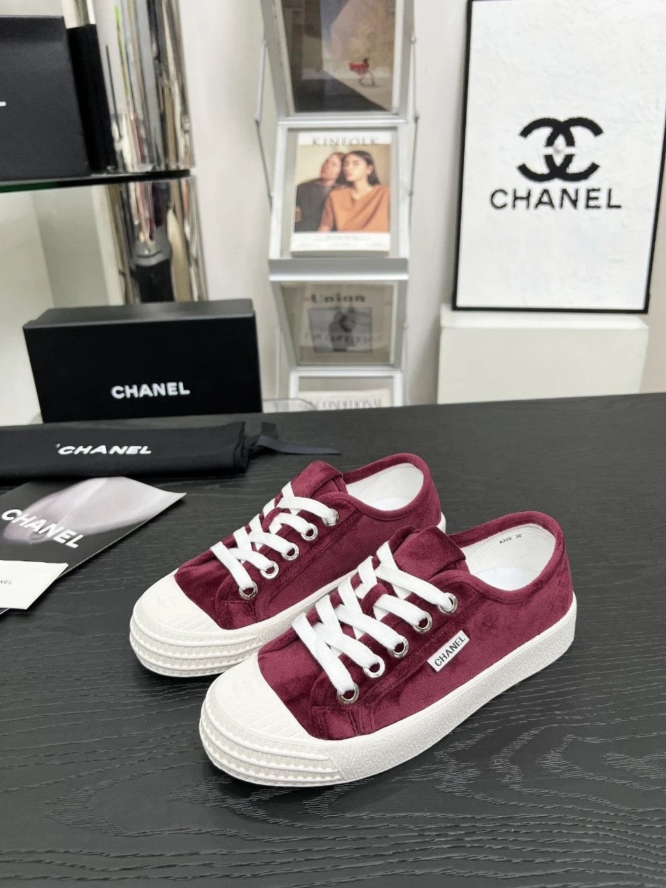 Chanel Vintage Burgundy Sneakers - Gallery Image 2 - Detailed View