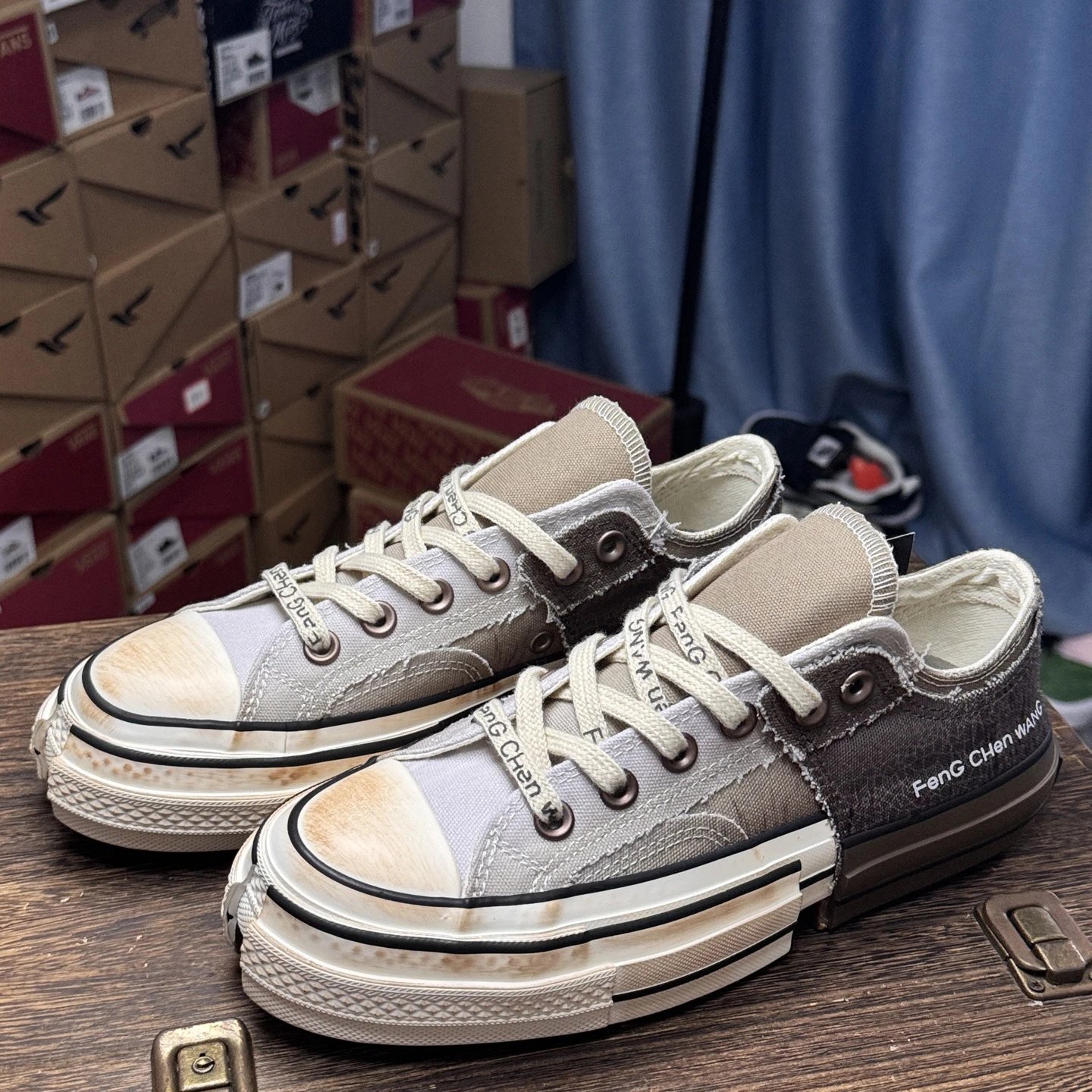 Deconstructed Canvas Low Top Sneakers Ombre Mocha - Gallery Image 4 - Detailed View