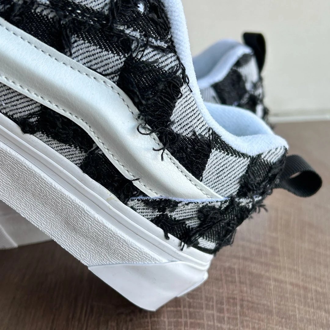 Plaid Canvas Low Top Sneakers Ebony Check - Gallery Image 5 - Detailed View