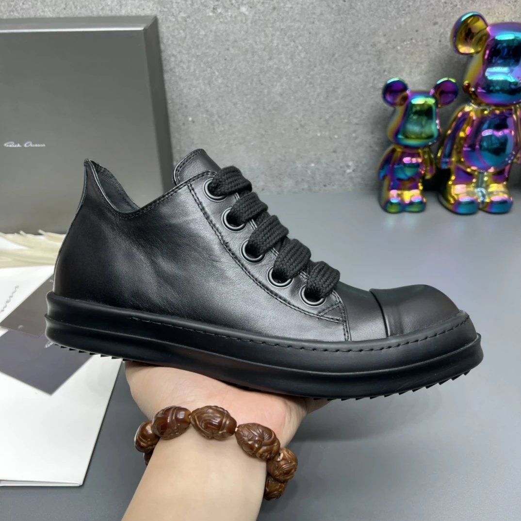 Rick Owens Leather Sneakers Black - Rick Owens - Cnfans - $66.25