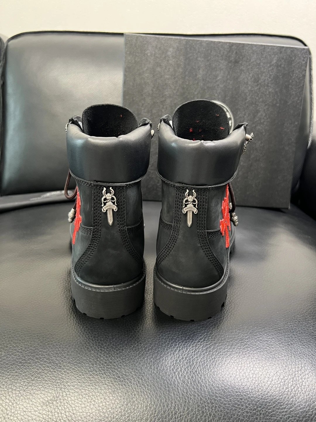 Luxury Leather Cross Boots Onyx Black - Gallery Image 8 - Detailed View