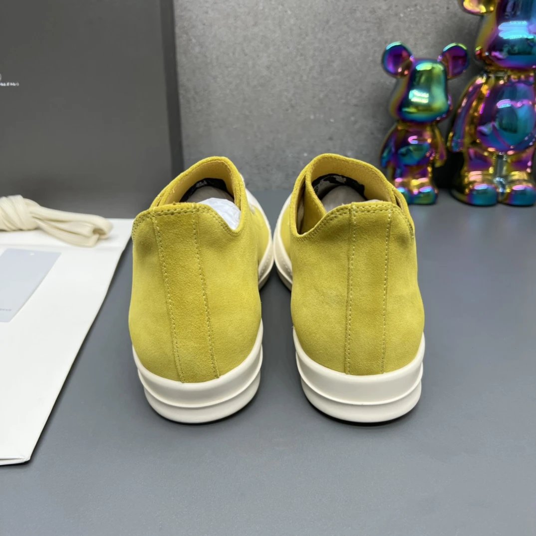 Rick Owens Suede Sneakers Yellow - Gallery Image 8 - Detailed View