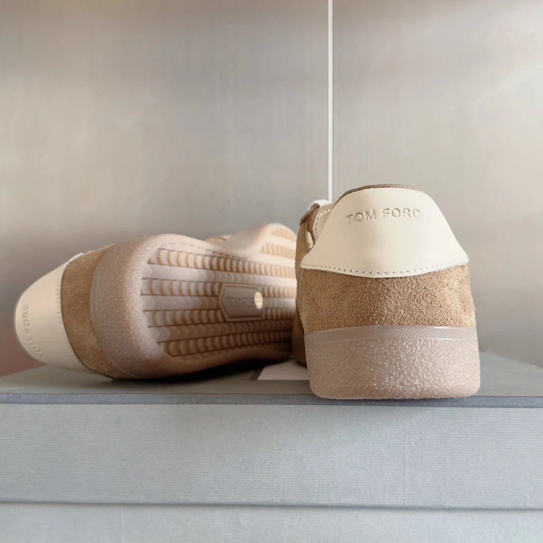 Suede Leather Trainer Sneakers Sandstone Beige - Gallery Image 9 - Detailed View