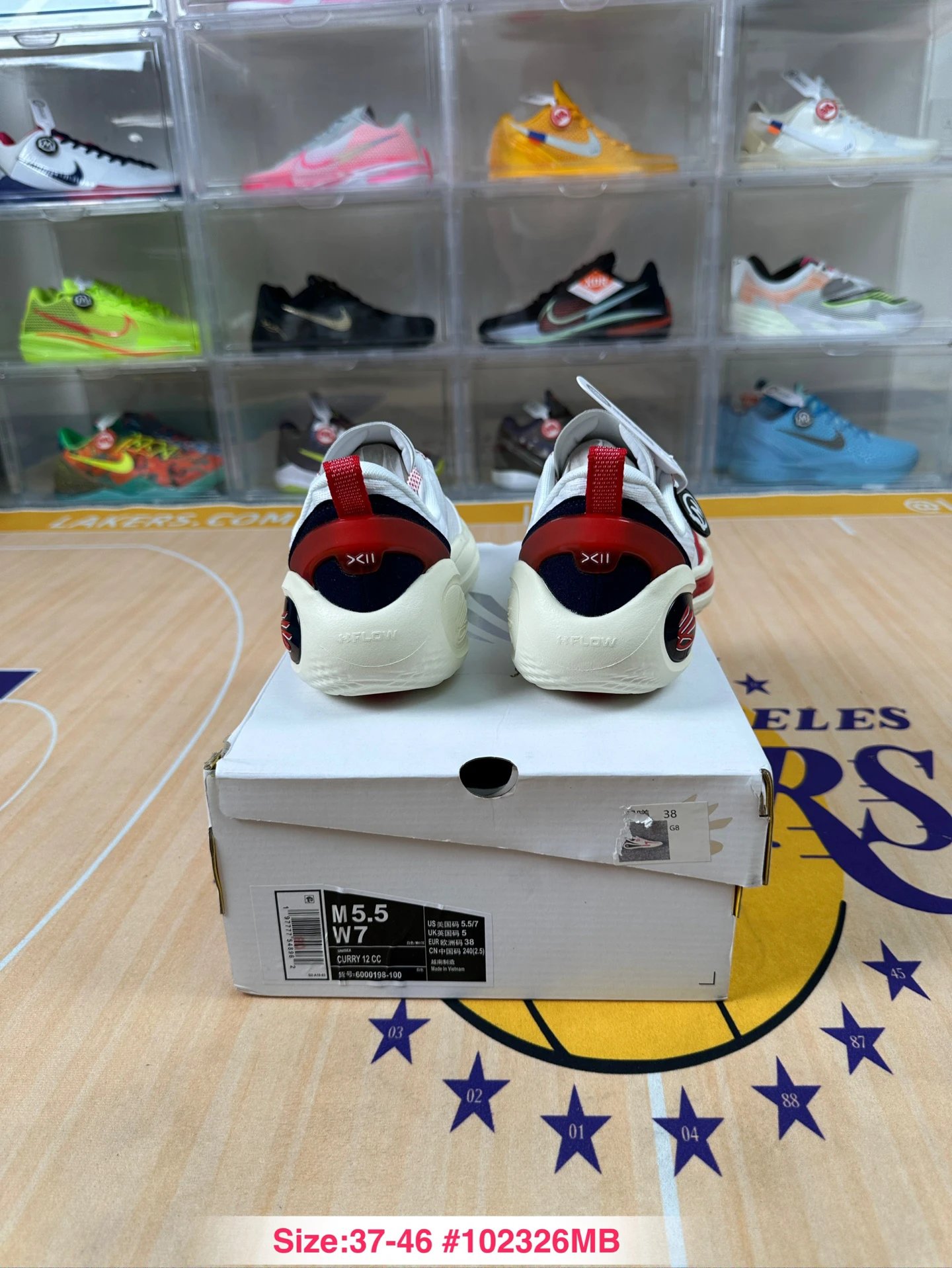 Curry 12 Mesh Basketball Sneakers Ivory Crimson - Gallery Image 4 - Detailed View