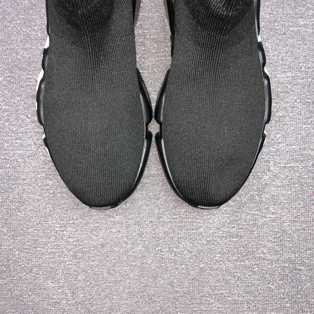 Unisex Knit Sock Sneakers with Chunky Sole Jet Black - Gallery Image 7 - Detailed View