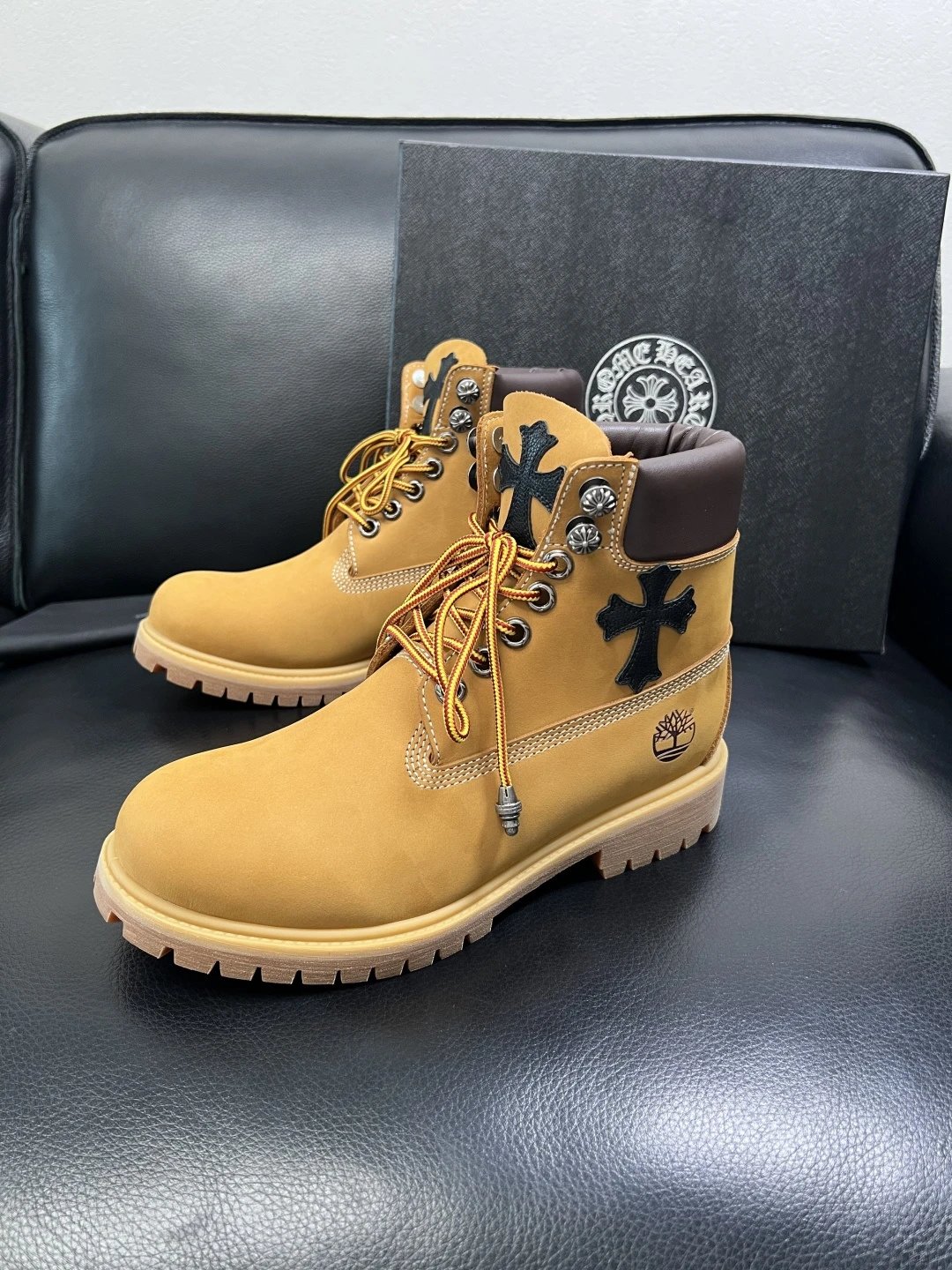 Luxury Leather Work Boots Amber Brown - Gallery Image 2 - Detailed View