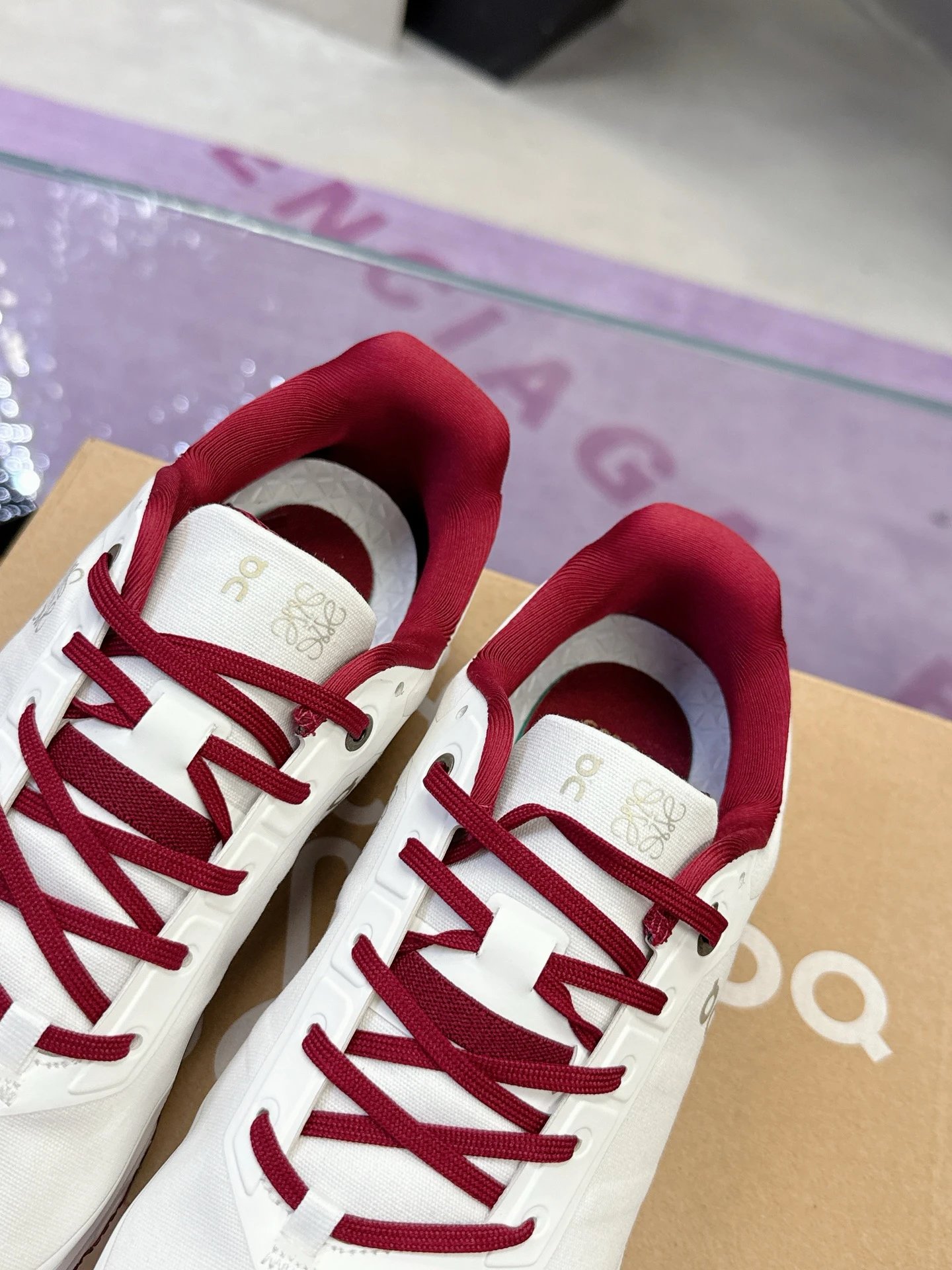 Loewe x On Running 3.0 Cloudtilt Sneakers White Red - Gallery Image 7 - Detailed View