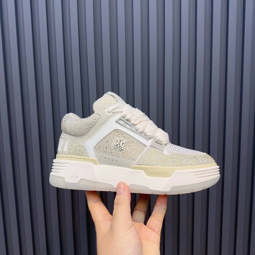 Luxury Low Top Mesh Leather Sneakers Ivory Beige - Gallery Image 2 - Detailed View