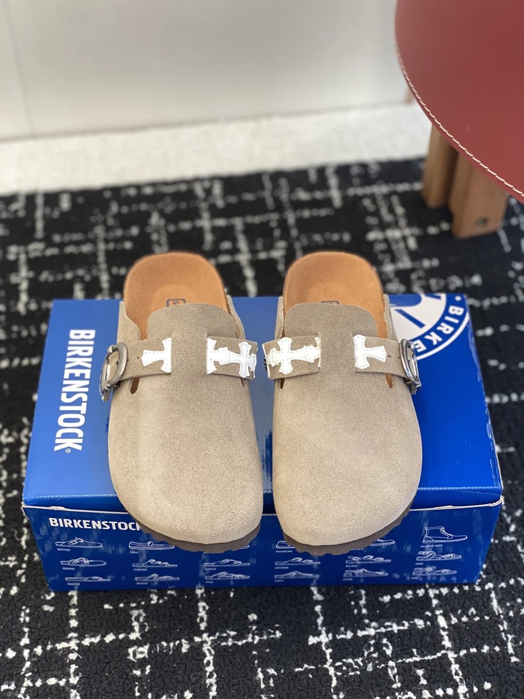 Birkenstock x Chrome Heart Suede Clogs Beige - Gallery Image 2 - Detailed View
