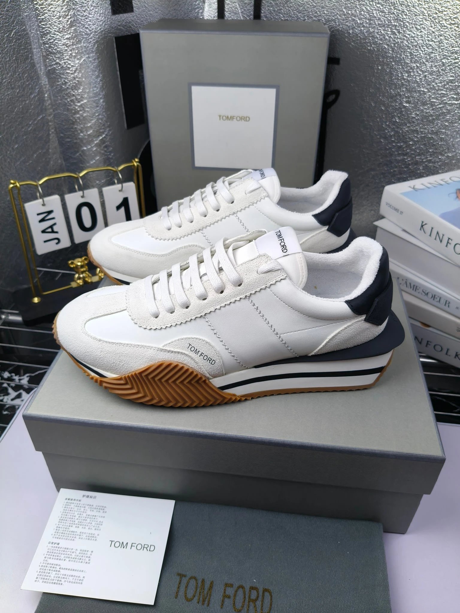 Vintage Leather Platform Sneakers Ivory - Gallery Image 9 - Detailed View