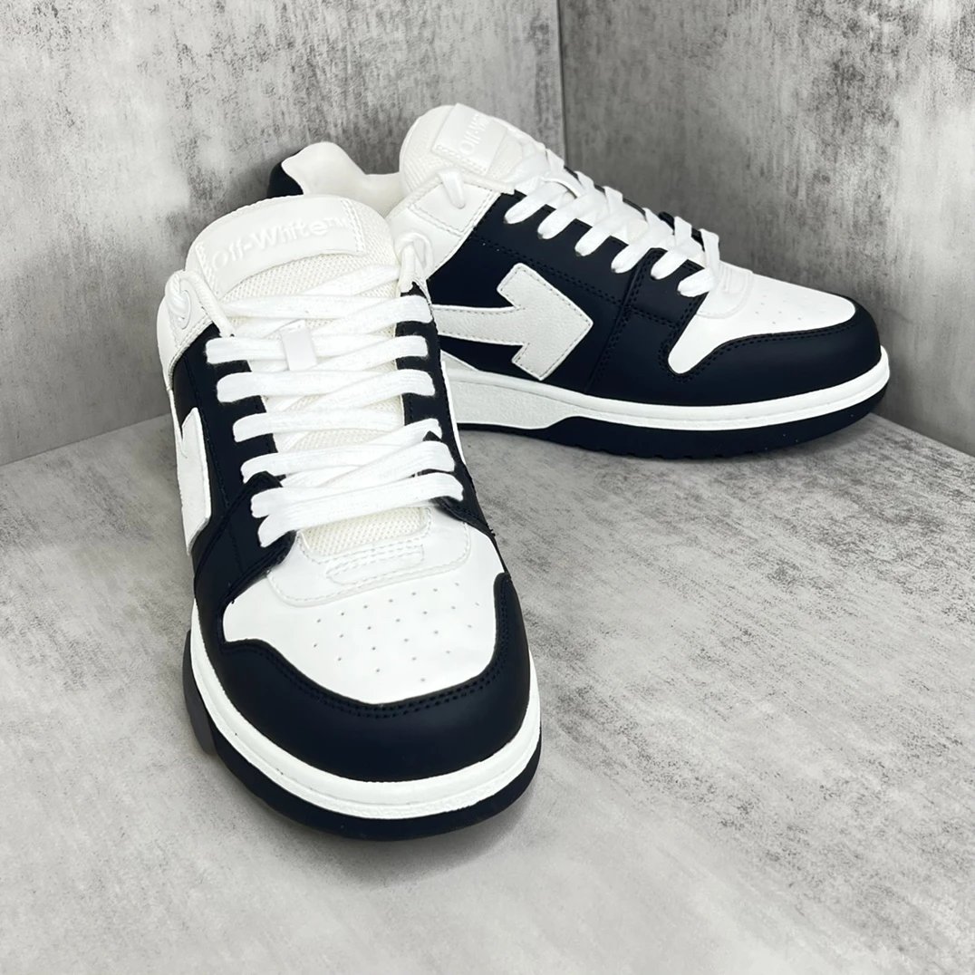 Low Top Leather Sneakers Retro Streetwear Black Ivory - Gallery Image 2 - Detailed View