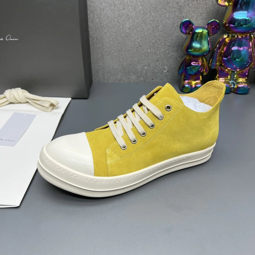 Rick Owens Suede Sneakers Yellow - Gallery Image 6 - Detailed View