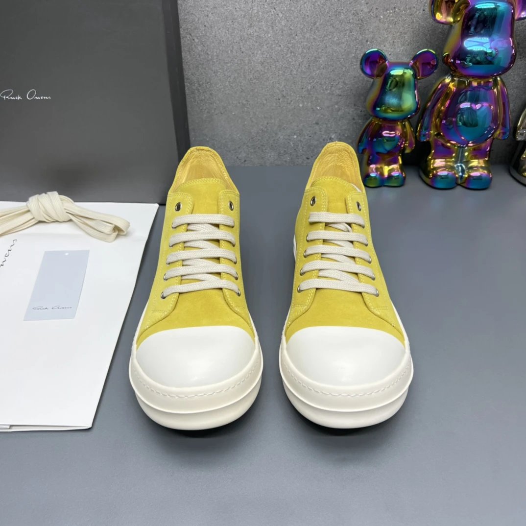 Rick Owens Suede Sneakers Yellow - Gallery Image 7 - Detailed View