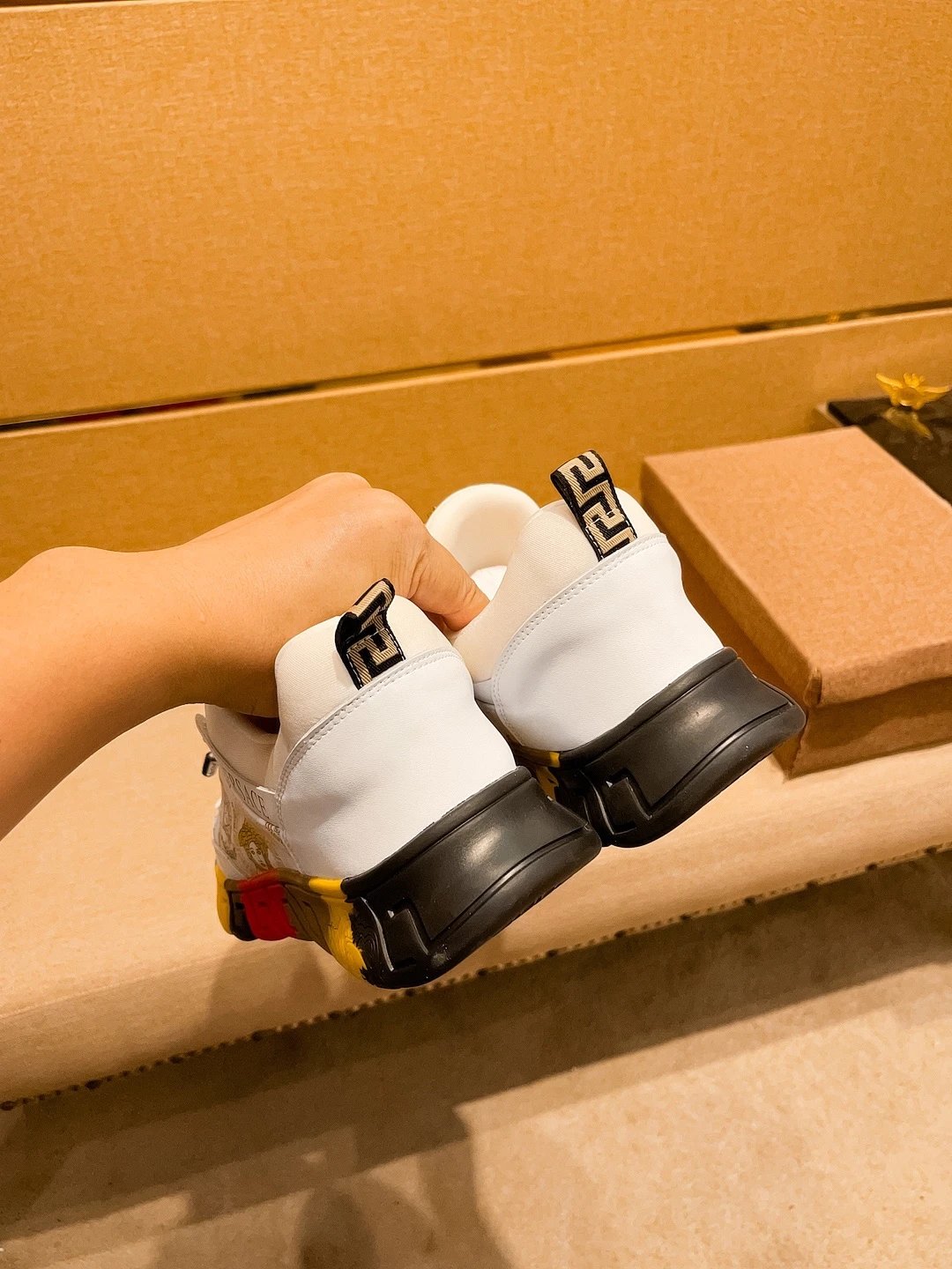 Baroque Leather Sneakers Multicolor Trim - Gallery Image 9 - Detailed View