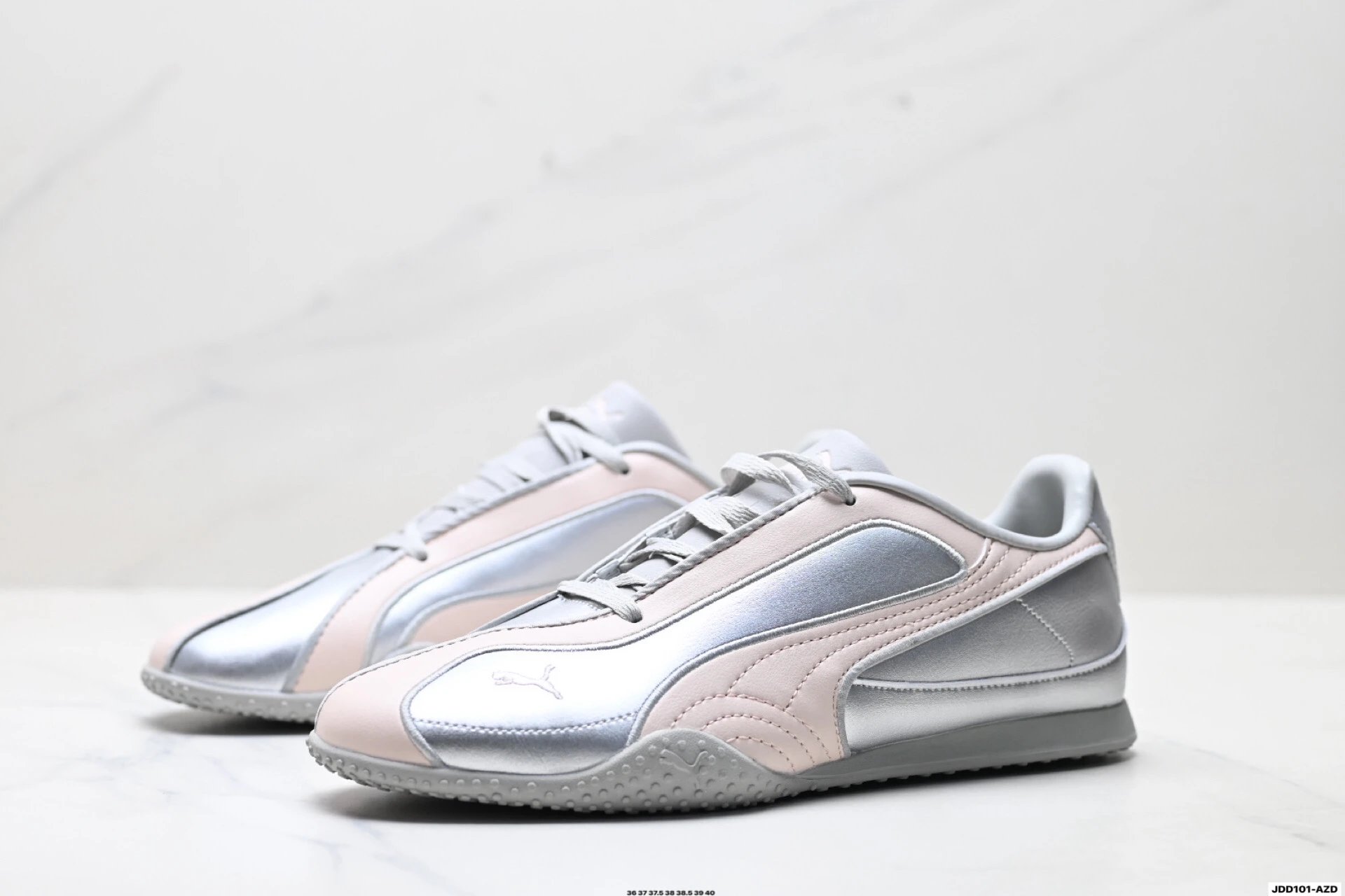 PUMA Bella V2 Leather Sneakers Pink Grey - Gallery Image 4 - Detailed View
