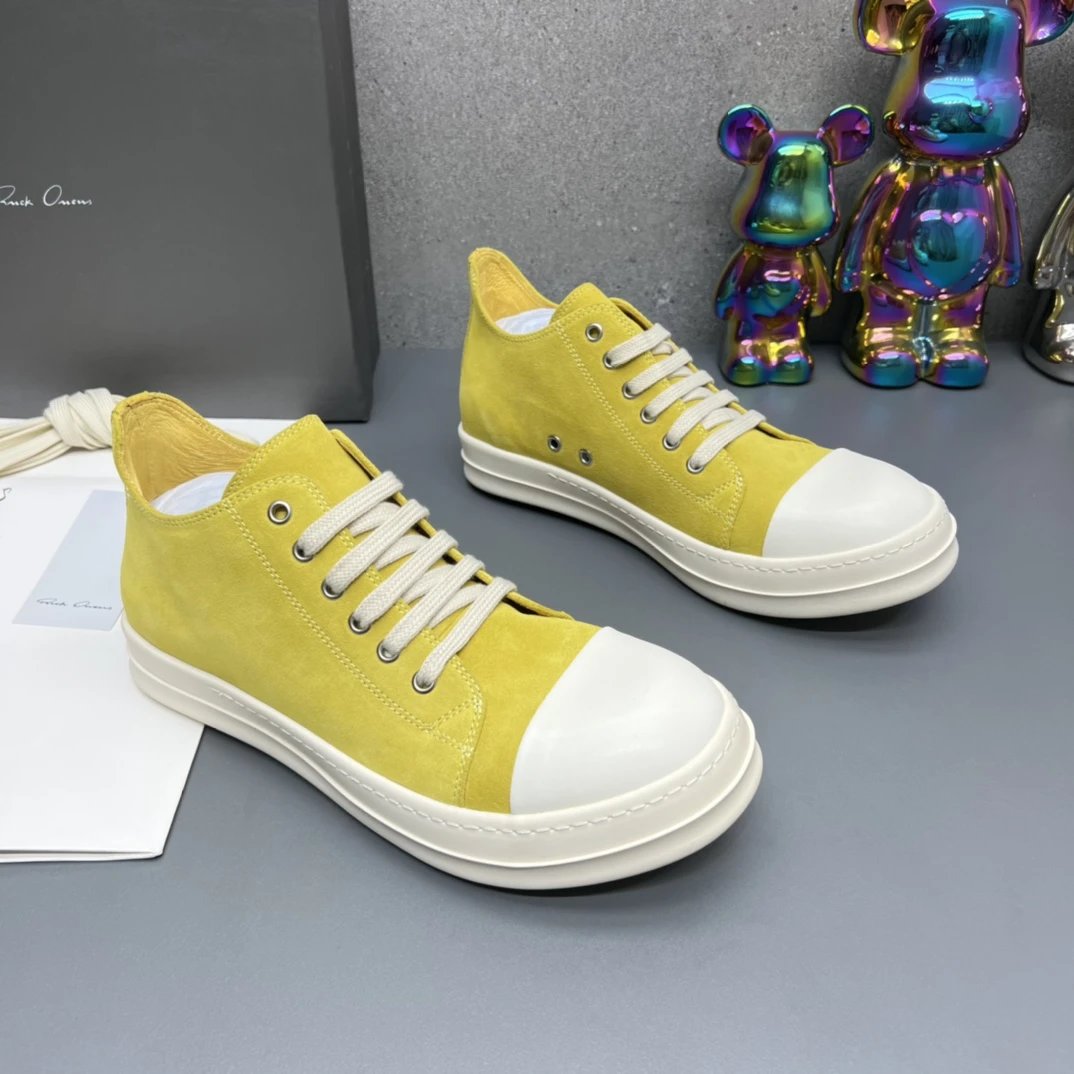 Rick Owens Suede Sneakers Yellow - Gallery Image 3 - Detailed View