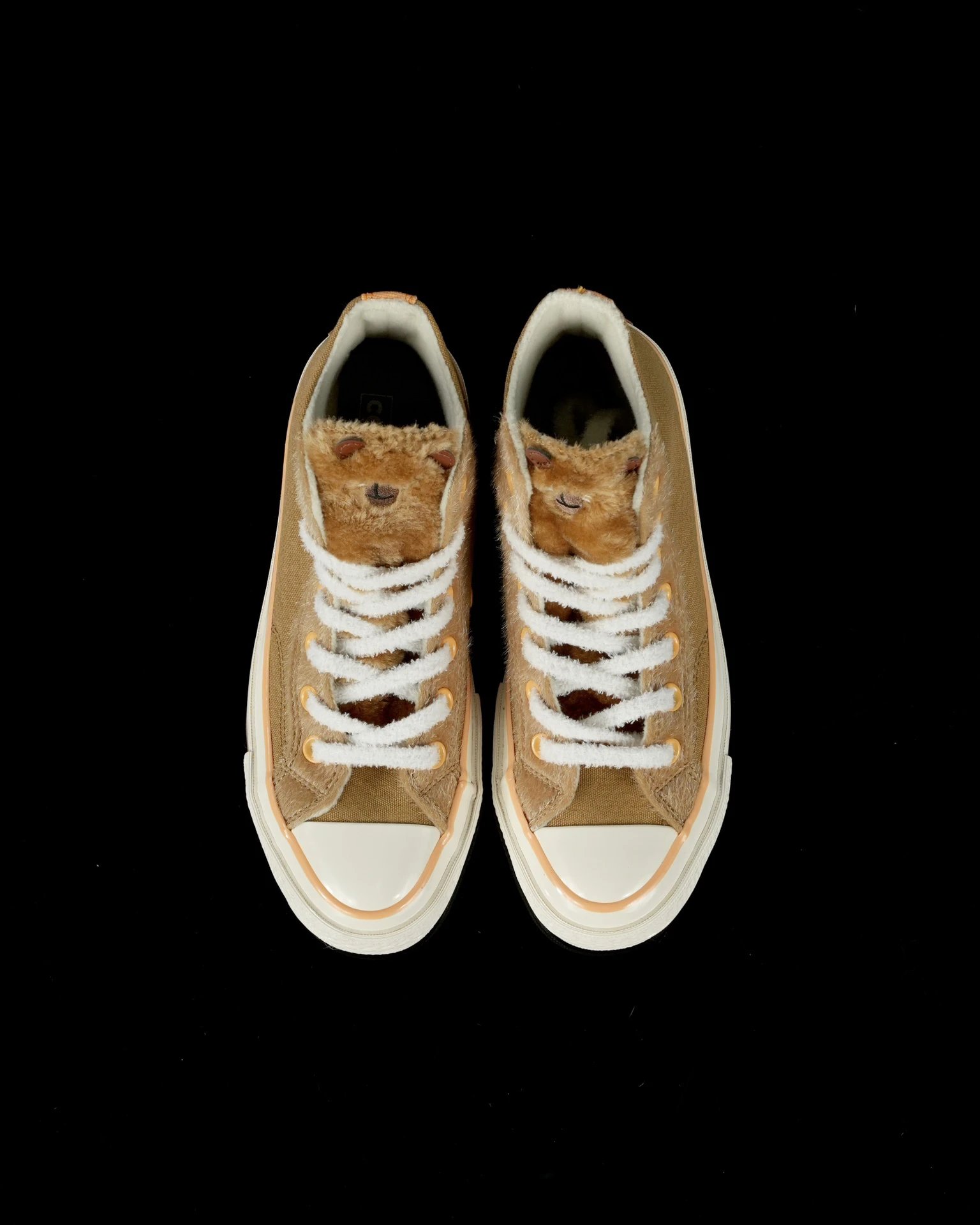 High Top Fleece Capybara Sneakers Camel Brown - Gallery Image 2 - Detailed View