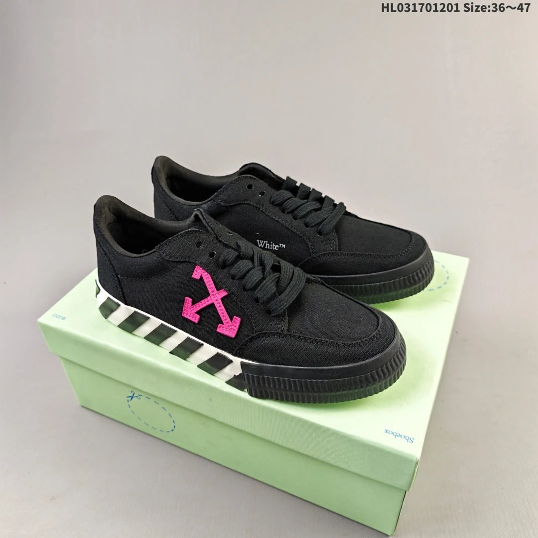 Vulcanized Striped Low Top Canvas Sneakers Black Fuchsia - Gallery Image 1 - Detailed View