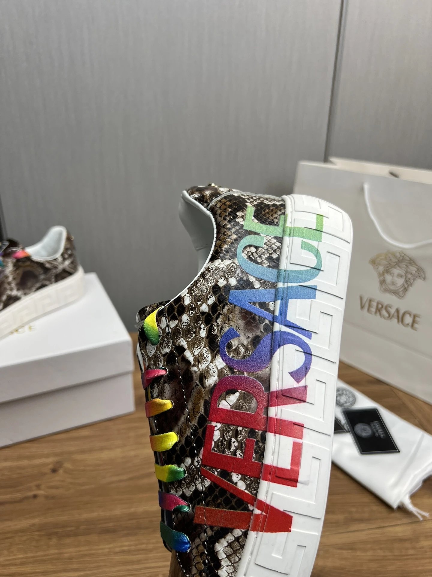 Luxury Python Leather Sneakers Rainbow - Gallery Image 9 - Detailed View