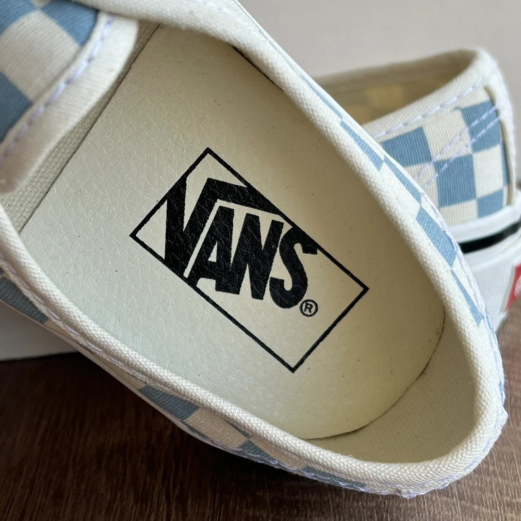 Checkerboard Canvas Low Top Skate Shoes Milk Blue - Gallery Image 4 - Detailed View