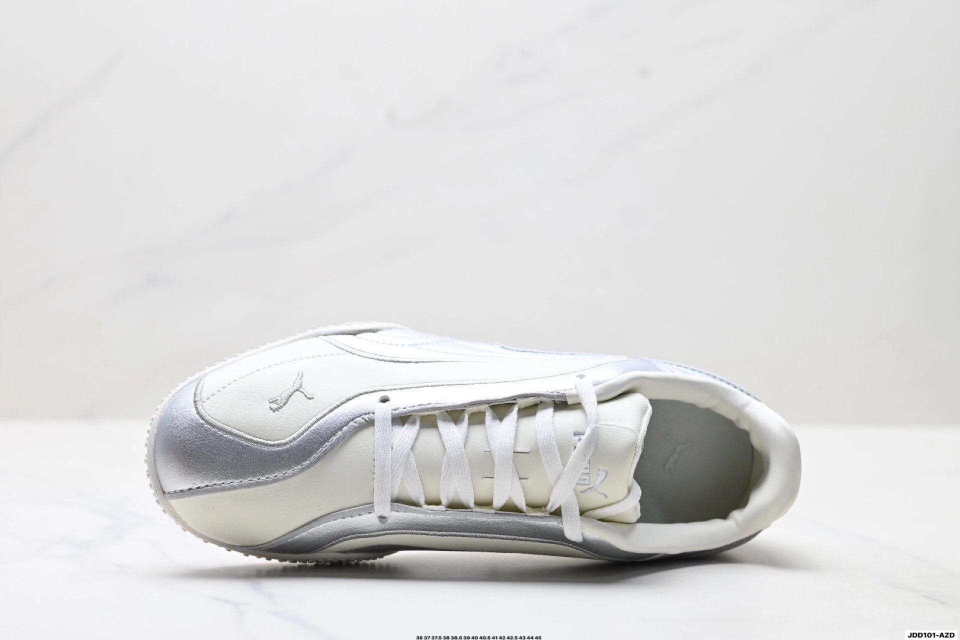 PUMA Bella V2 Leather Sneakers Silver White - Gallery Image 2 - Detailed View