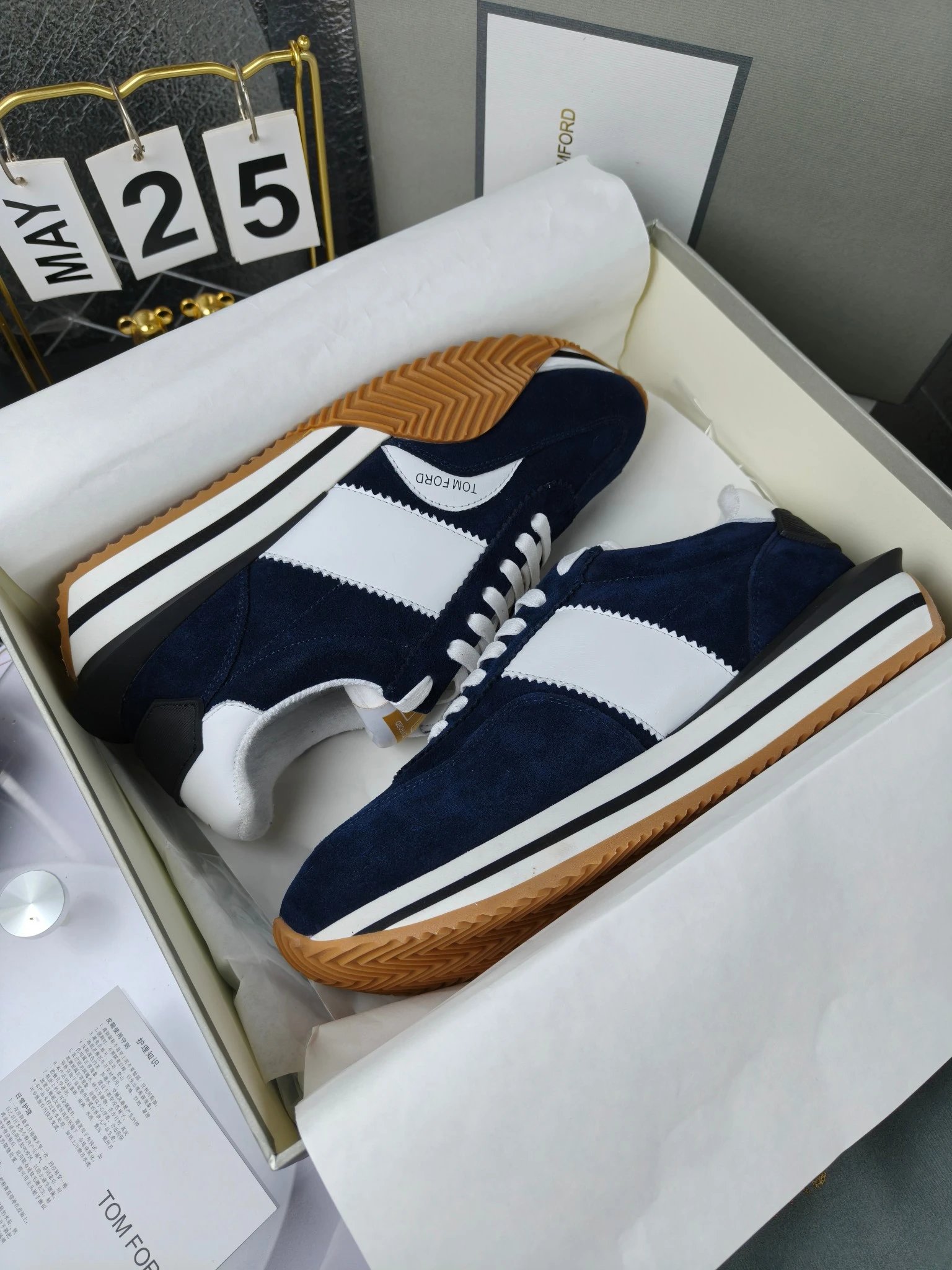 Retro Suede Leather Sneakers Navy - Gallery Image 7 - Detailed View