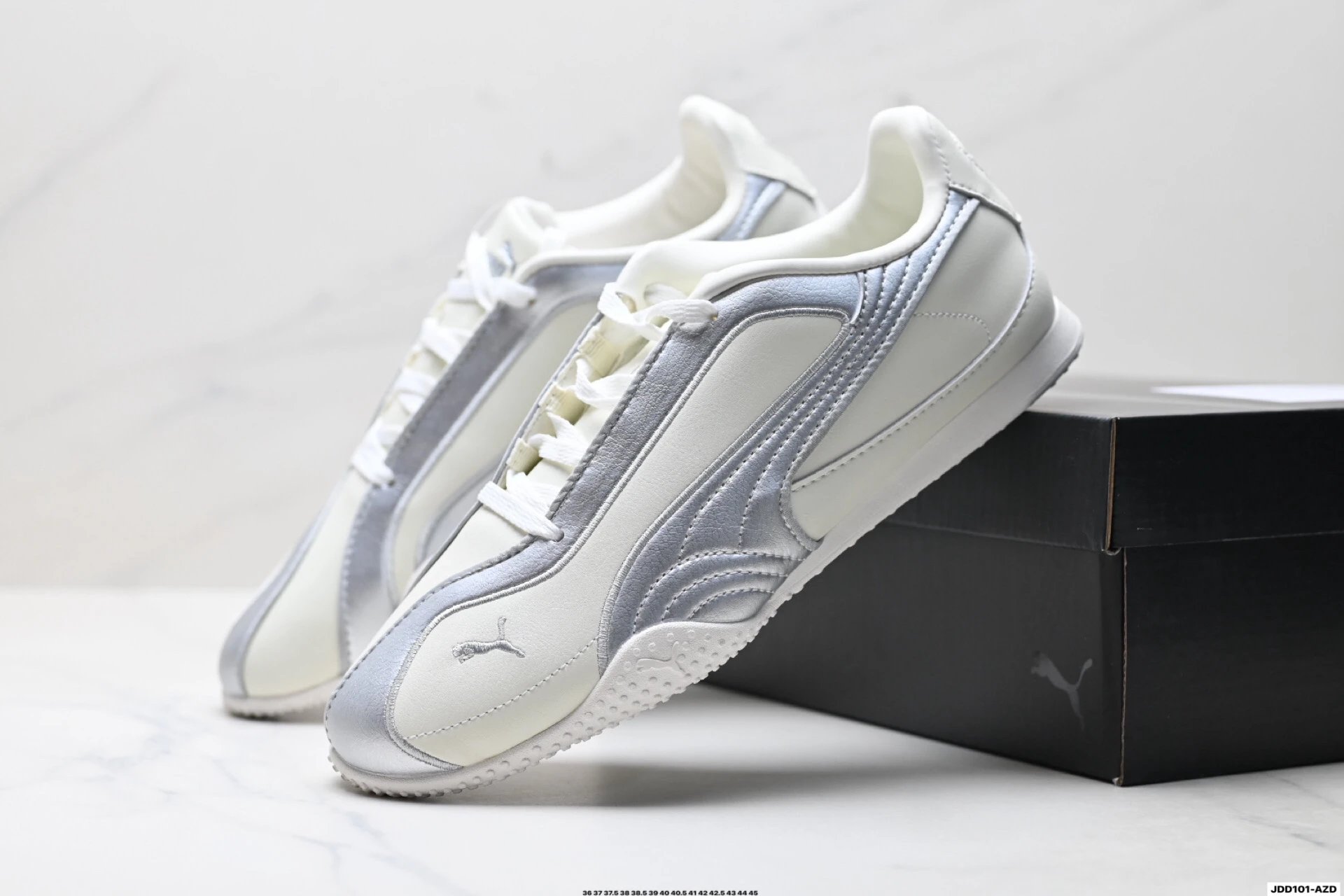 PUMA Bella V2 Leather Sneakers Silver White - Gallery Image 8 - Detailed View