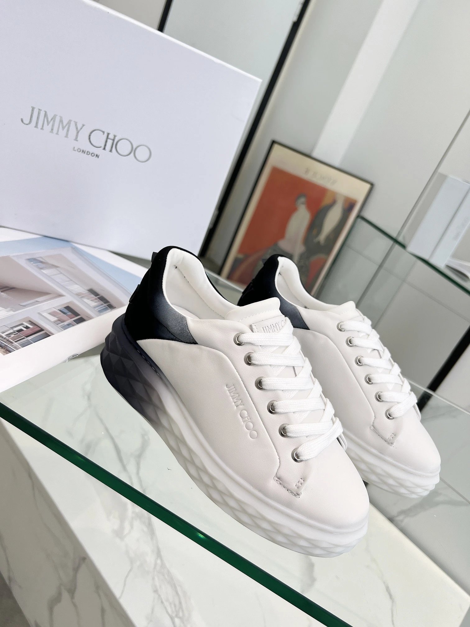 Jimmy Choo Diamond Sneakers Black & White - High Quality Product Image - Cnfans