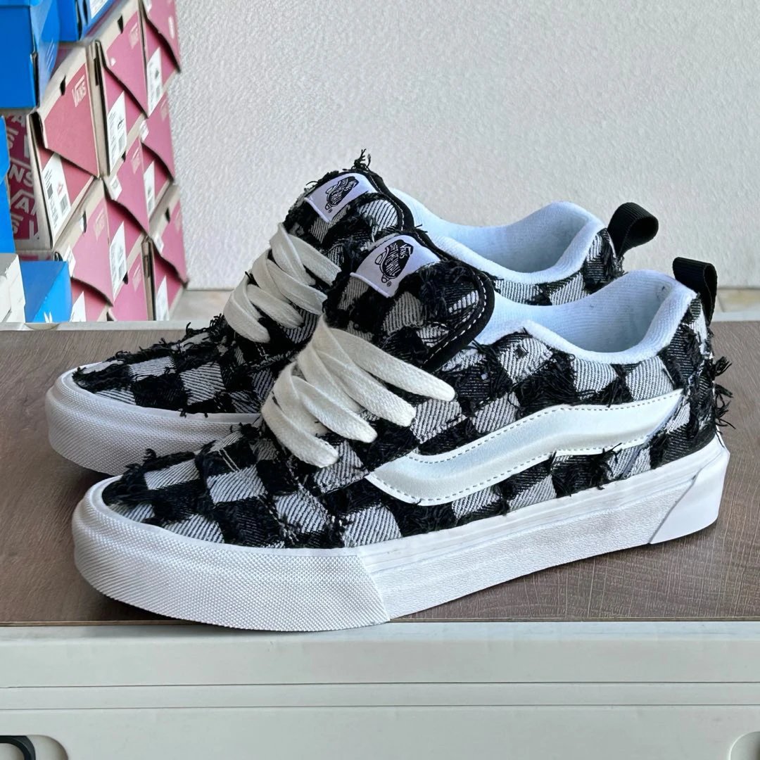 Plaid Canvas Low Top Sneakers Ebony Check - Gallery Image 1 - Detailed View