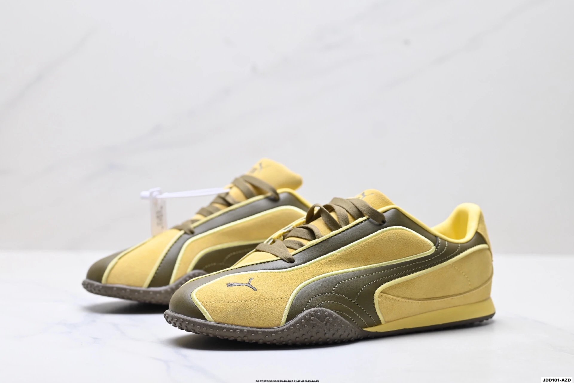 PUMA Bella V2 Leather Snealers Yellow Brown - Gallery Image 4 - Detailed View