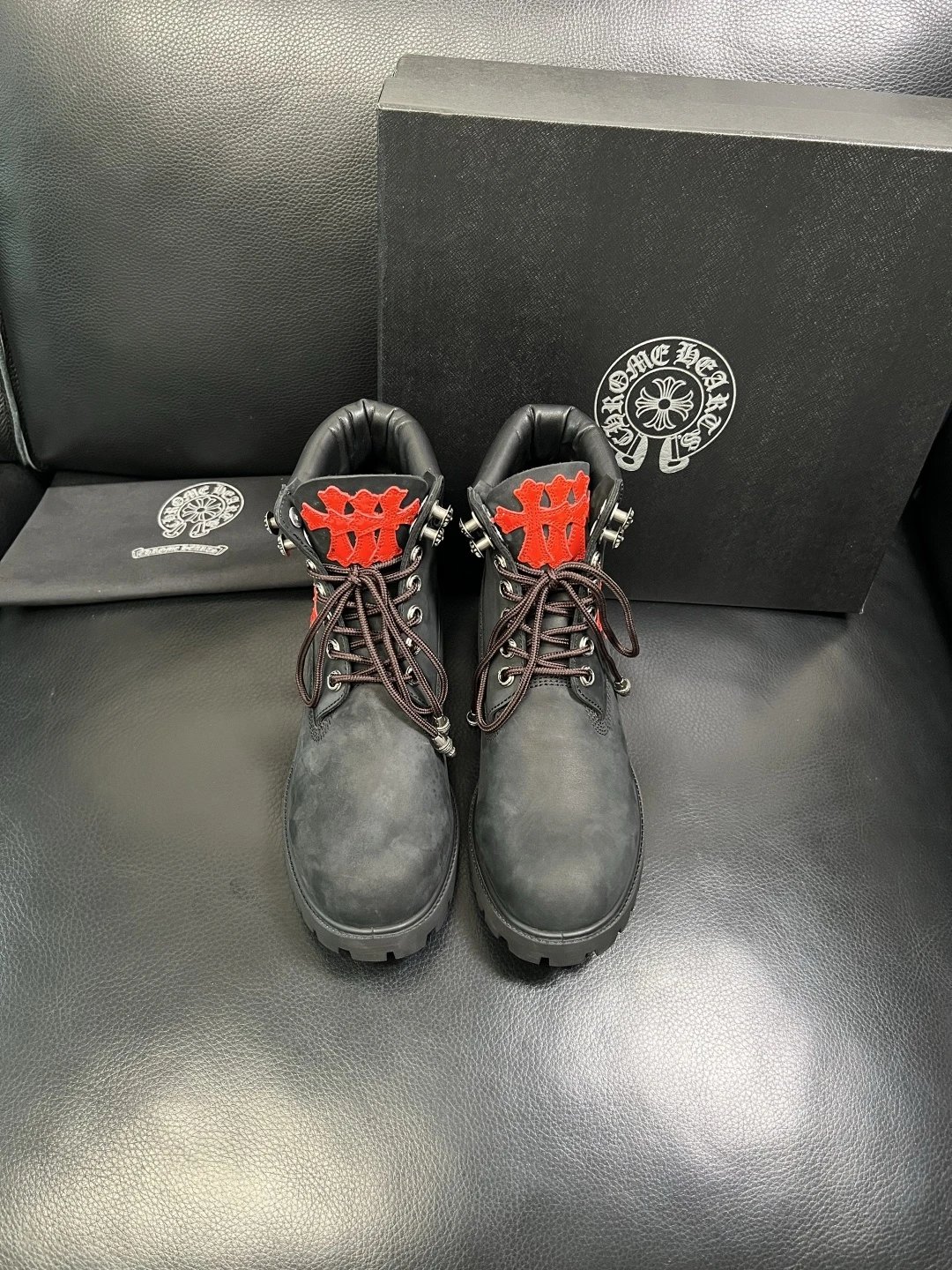 Luxury Leather Cross Boots Onyx Black - Gallery Image 3 - Detailed View