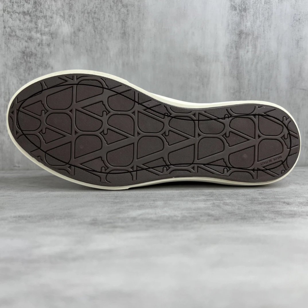 High Top Canvas Sneakers with Leather Trim Beige Black - Gallery Image 8 - Detailed View