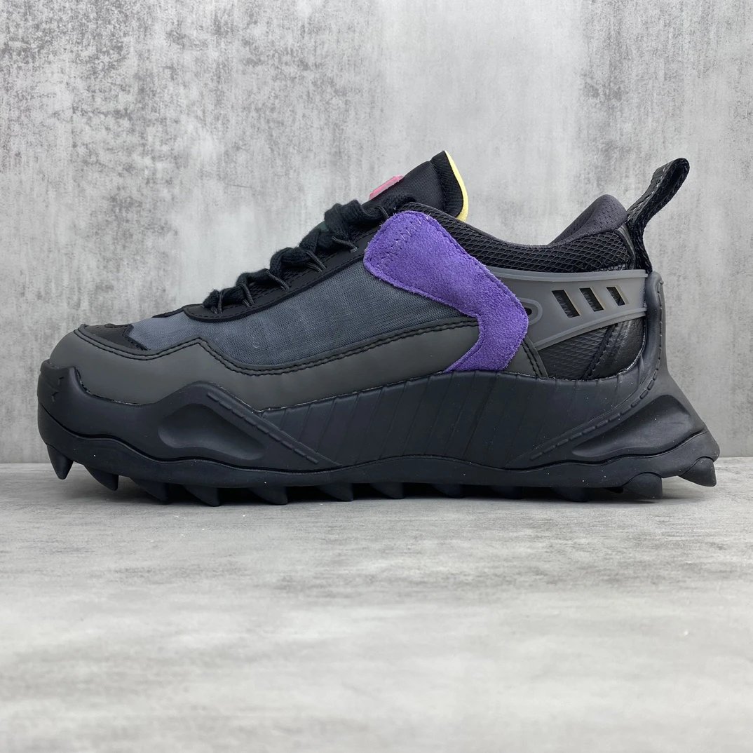 Trail Sneakers Leather Oxford Fabric EVA Sole Charcoal Black - Gallery Image 7 - Detailed View