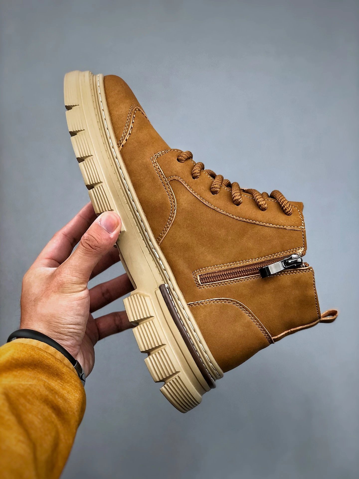 Winter Nubuck Work Boots Honey Brown - Gallery Image 2 - Detailed View