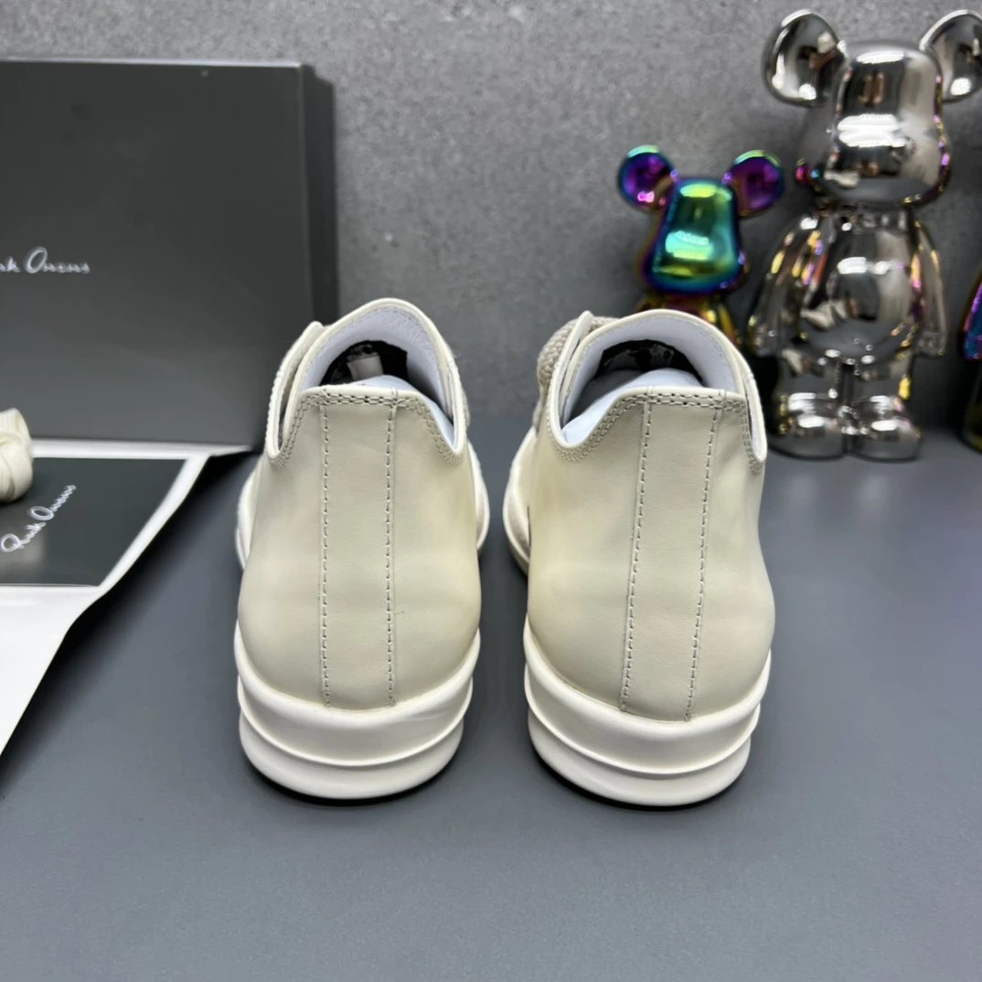 Rick Owens Leather Sneakers Lvory  - Gallery Image 7 - Detailed View