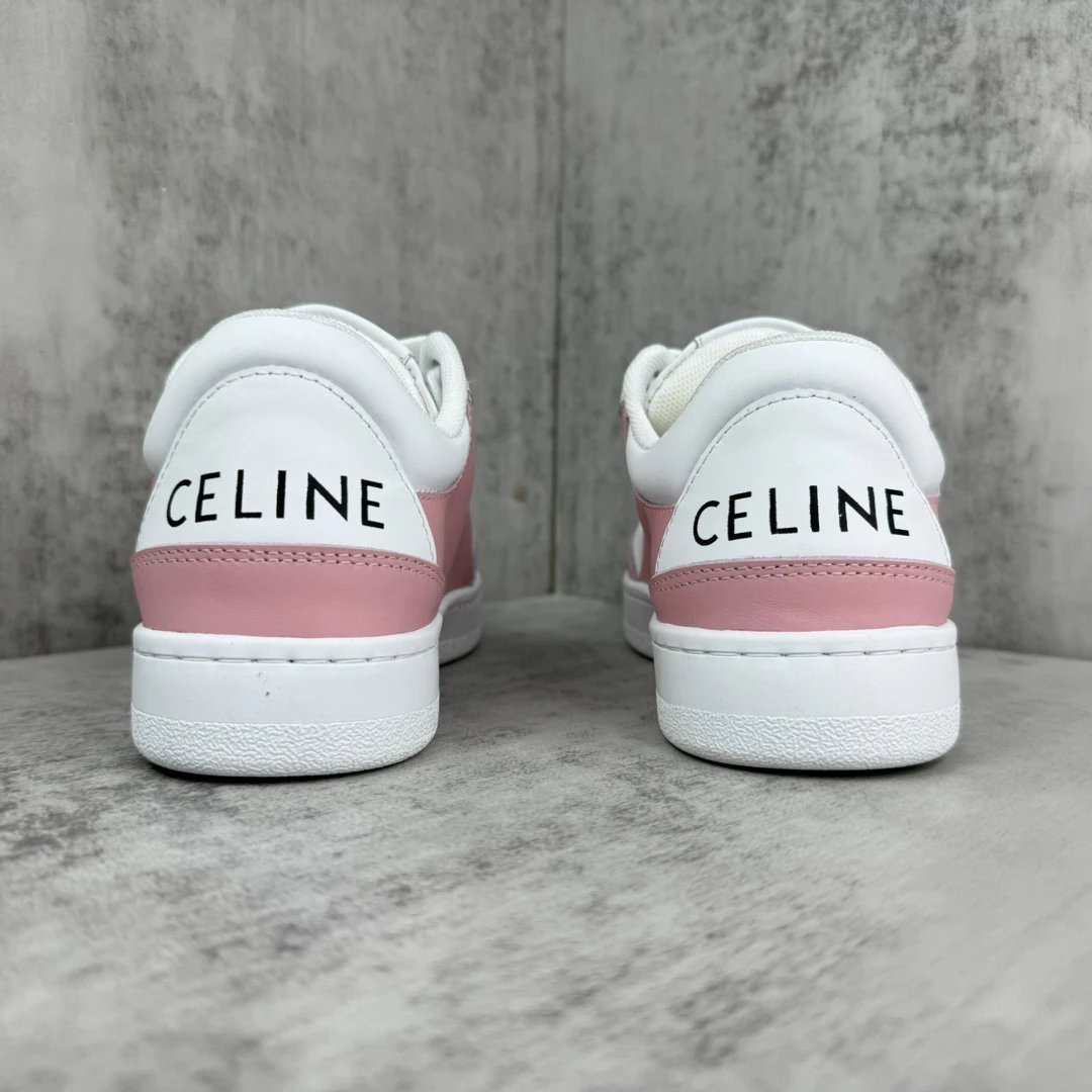 Low Top Leather Runner Sneakers Retro Pink White - Gallery Image 5 - Detailed View