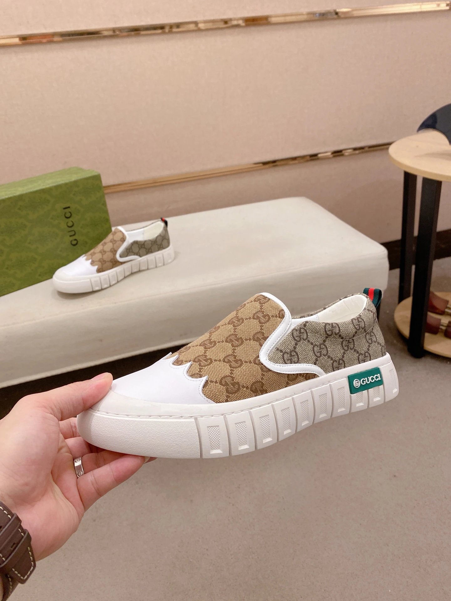 Gucci Slip-On Sneakers Brown - Gallery Image 3 - Detailed View