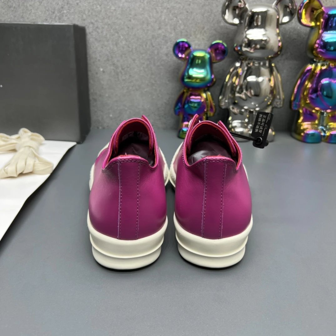 Rick Owens Leather Sneakers Purple - Gallery Image 8 - Detailed View