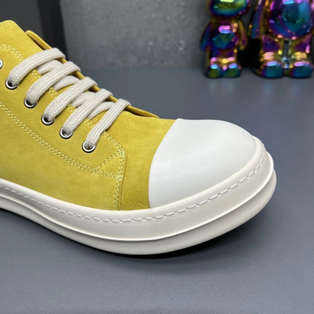 Rick Owens Suede Sneakers Yellow - Gallery Image 4 - Detailed View