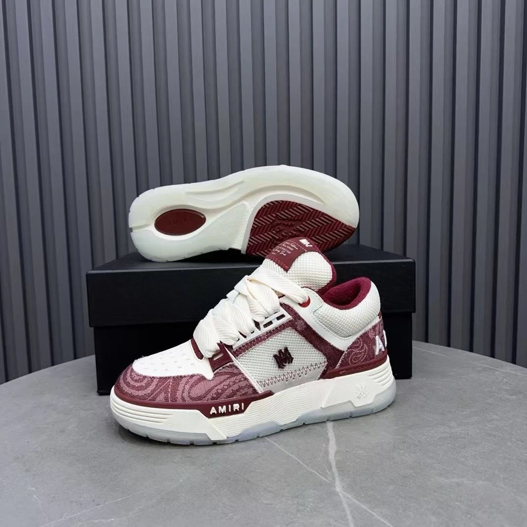 Low Top Mesh Leather Skate Sneakers Crimson White - Gallery Image 9 - Detailed View