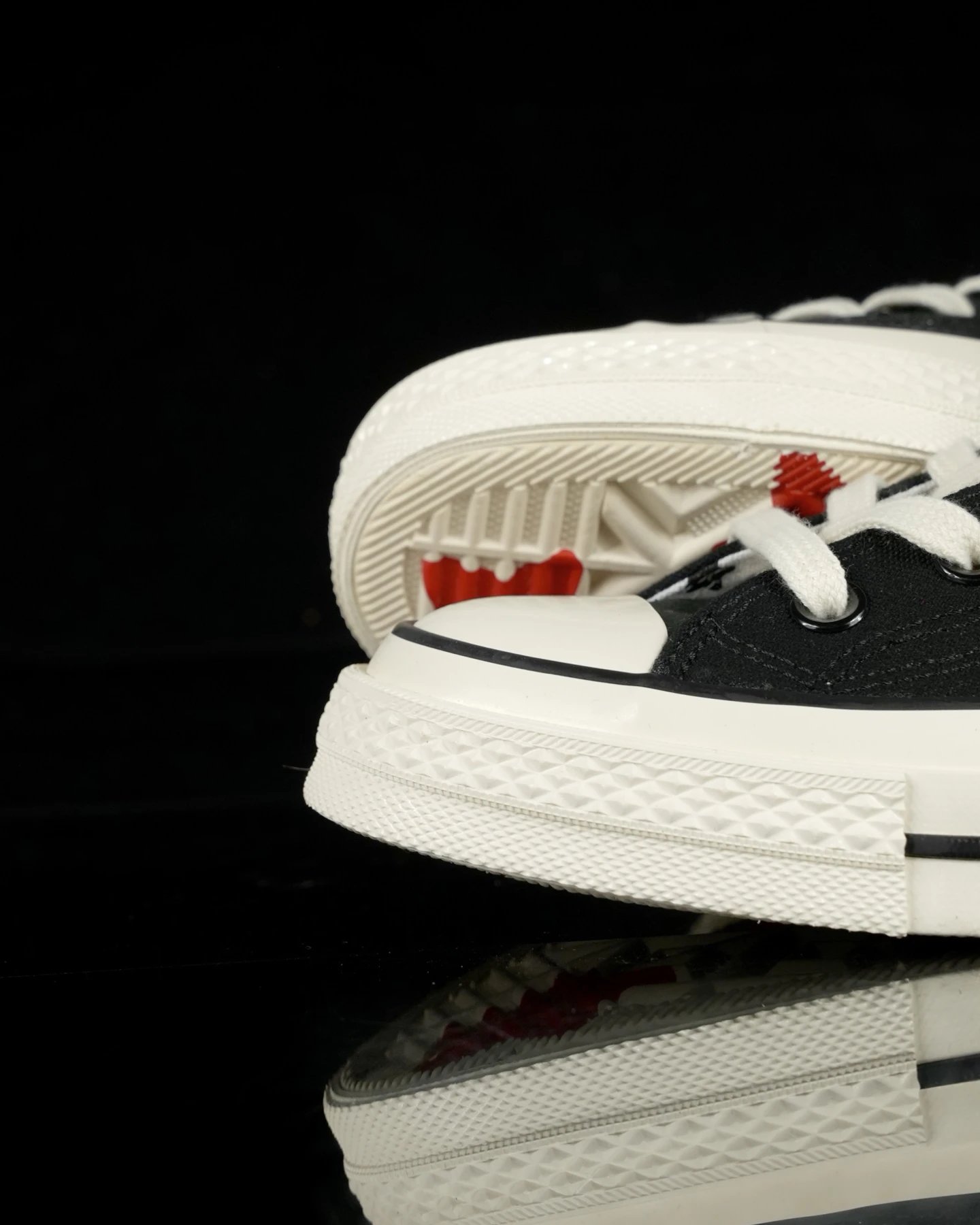 Classic Canvas High Top Sneakers Black Ivory - Gallery Image 9 - Detailed View