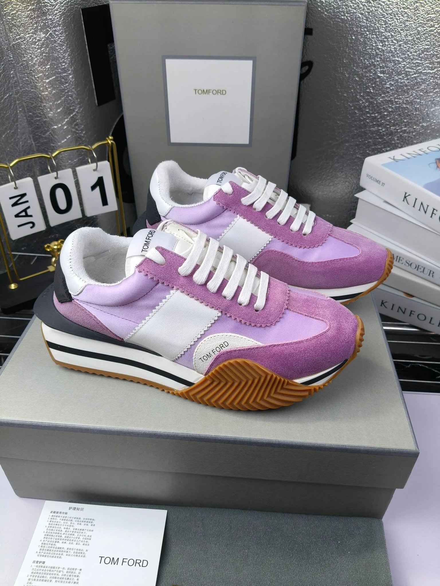 Retro Suede Leather Platform Sneakers Orchid Purple - Gallery Image 1 - Detailed View