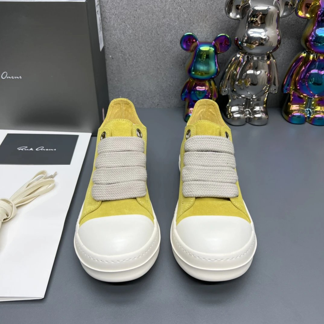 Rick Owens Yellow Suede Sneakers - Gallery Image 7 - Detailed View