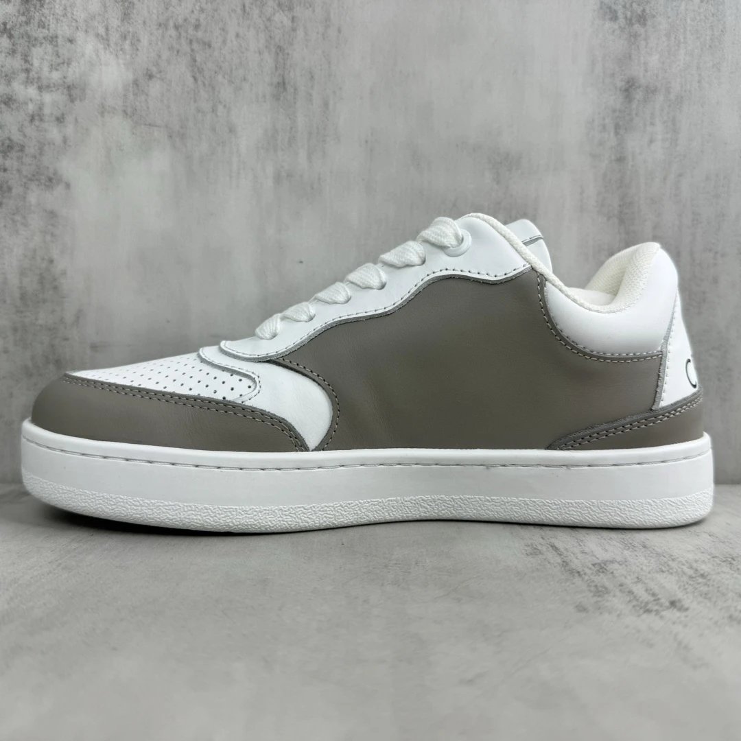 Low Top Leather Runner Sneakers White Taupe - Gallery Image 7 - Detailed View
