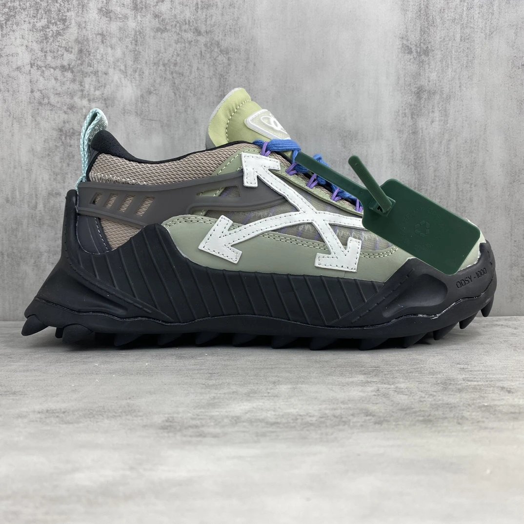 Trail Sneakers Leather Oxford Mesh EVA Sole Sage Green - Gallery Image 6 - Detailed View