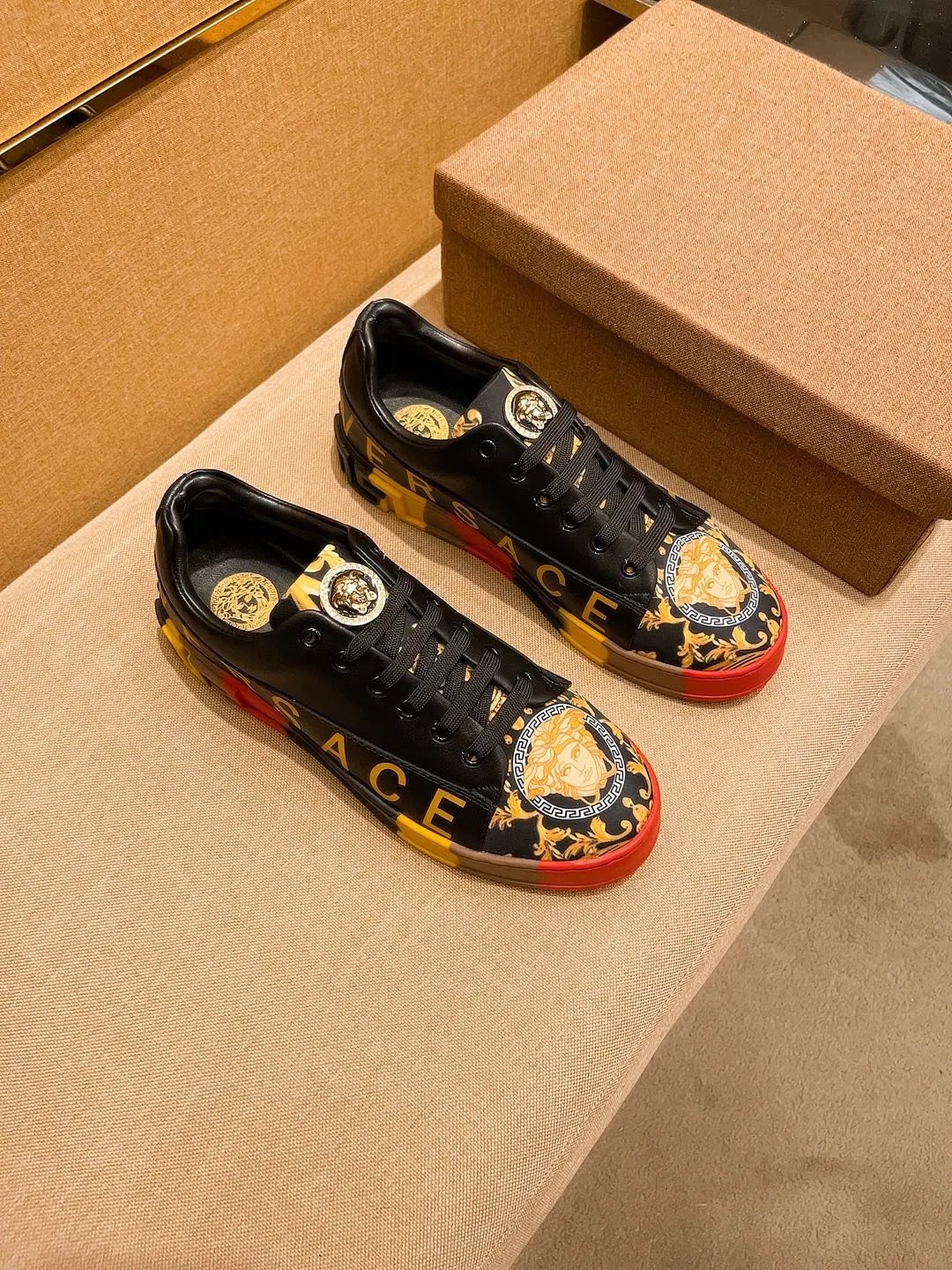 Baroque Leather Sneakers Multi-Tone - Gallery Image 5 - Detailed View