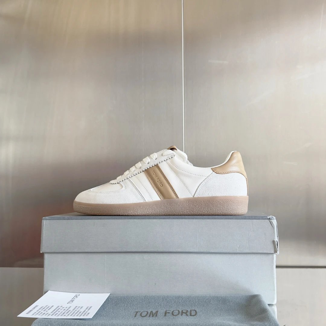 Suede Leather Trainer Sneakers Ivory Beige - Related Product - Cnfans