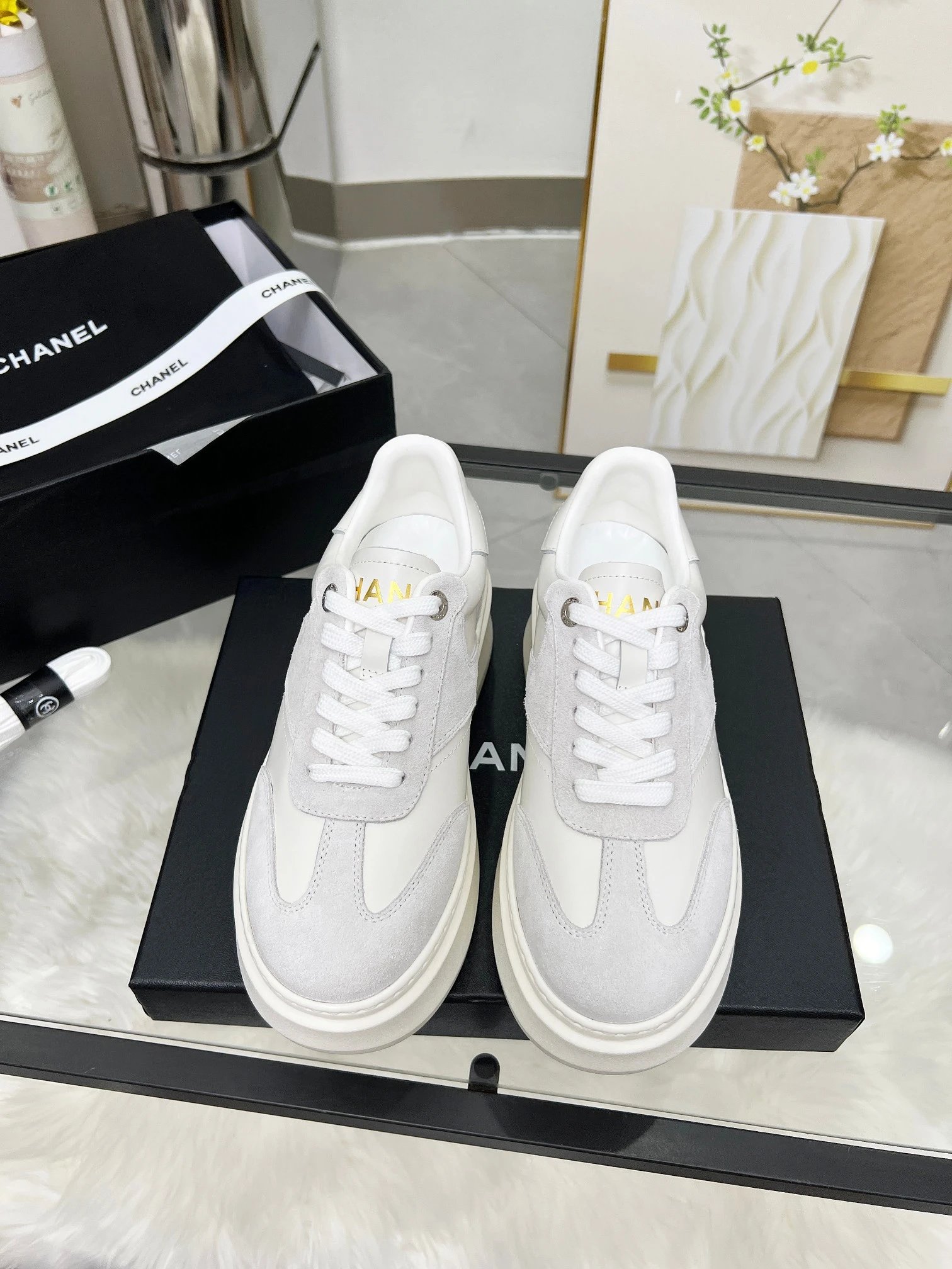 Chanel 25C Calfskin Sneakers White - Gallery Image 2 - Detailed View